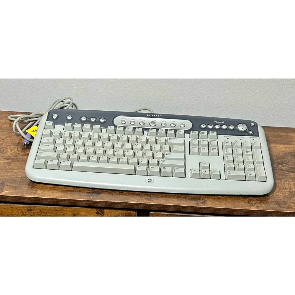 Vintage HP 5185-1596 Internet / Multi-Media Keyboard PS/2 Slim Gray